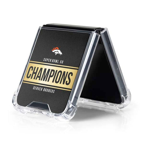 NFL Denver Broncos Super Bowl 50 Champions Black Galaxy Z Flip5 5G Clear Case