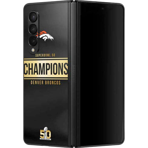 NFL Denver Broncos Super Bowl 50 Champions Black Galaxy Z Fold3 5G Skin