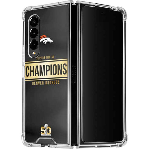 NFL Denver Broncos Super Bowl 50 Champions Black Galaxy Z Fold4 5G Clear Case