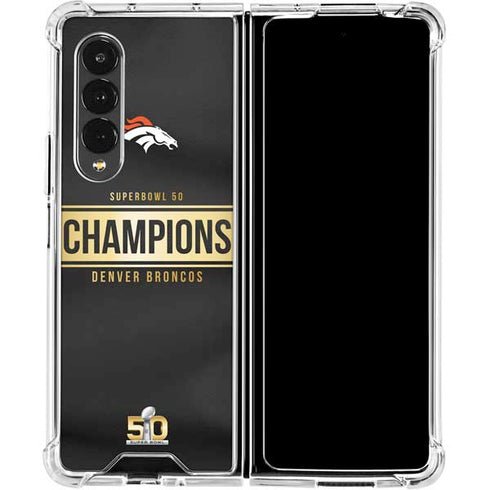 NFL Denver Broncos Super Bowl 50 Champions Black Galaxy Z Fold4 5G Clear Case