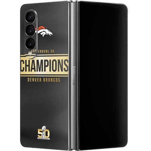 NFL Denver Broncos Super Bowl 50 Champions Black Galaxy Z Fold4 5G Skin