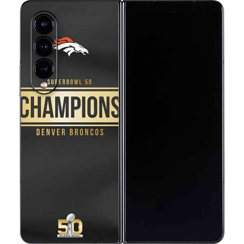 NFL Denver Broncos Super Bowl 50 Champions Black Galaxy Z Fold4 5G Skin