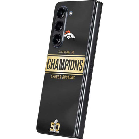 NFL Denver Broncos Super Bowl 50 Champions Black Galaxy Z Fold5 5G Skin