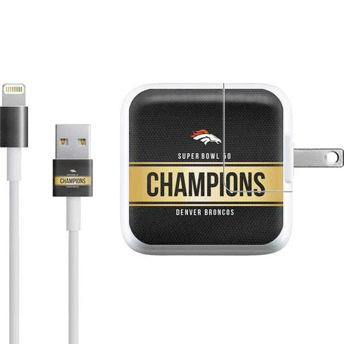 NFL Denver Broncos Super Bowl 50 Champions Black iPad Charger (10W USB) Skin