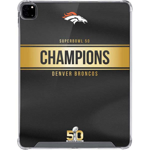 NFL Denver Broncos Super Bowl 50 Champions Black iPad Pro 12.9in (2020) Clear Case