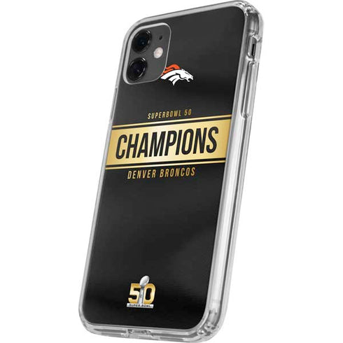 NFL Denver Broncos Super Bowl 50 Champions Black iPhone 11 Clear Case