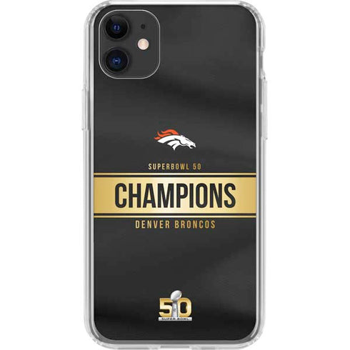 NFL Denver Broncos Super Bowl 50 Champions Black iPhone 11 Clear Case