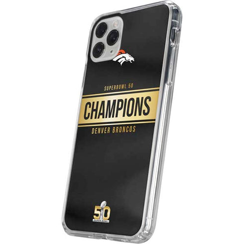 NFL Denver Broncos Super Bowl 50 Champions Black iPhone 11 Pro Clear Case