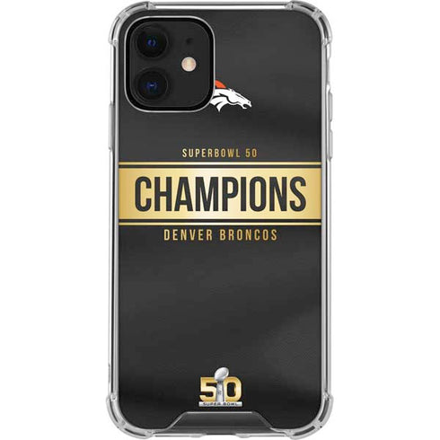 NFL Denver Broncos Super Bowl 50 Champions Black iPhone 12 Clear Case