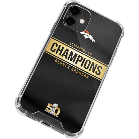 NFL Denver Broncos Super Bowl 50 Champions Black iPhone 12 Clear Case