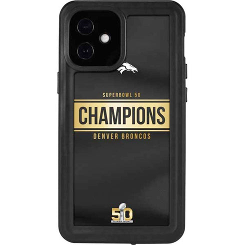 NFL Denver Broncos Super Bowl 50 Champions Black iPhone 12 Mini Waterproof Case