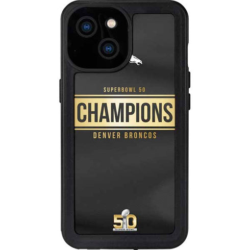 NFL Denver Broncos Super Bowl 50 Champions Black iPhone 13 Mini Waterproof Case