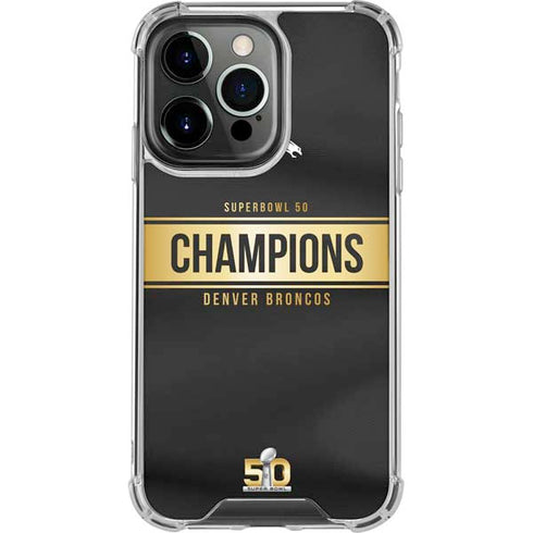 NFL Denver Broncos Super Bowl 50 Champions Black iPhone 13 Pro Clear Case