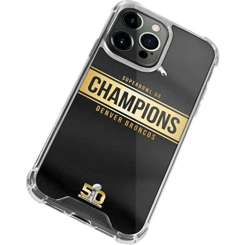 NFL Denver Broncos Super Bowl 50 Champions Black iPhone 13 Pro Clear Case