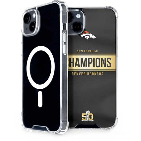 NFL Denver Broncos Super Bowl 50 Champions Black iPhone 15 Plus MagSafe Case