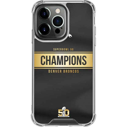 NFL Denver Broncos Super Bowl 50 Champions Black iPhone 14 Pro Clear Case