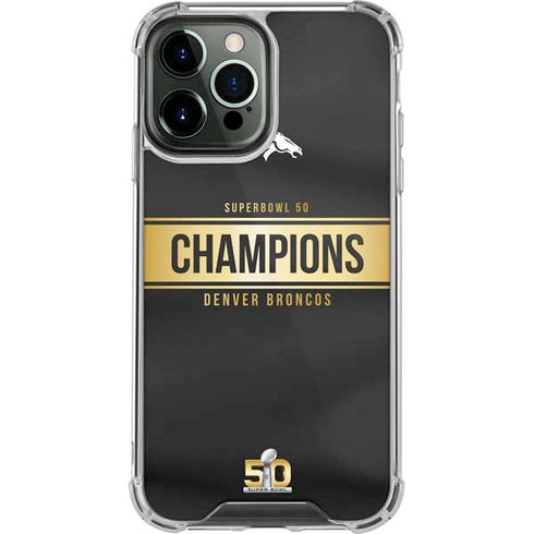 NFL Denver Broncos Super Bowl 50 Champions Black iPhone 14 Pro Max Clear Case