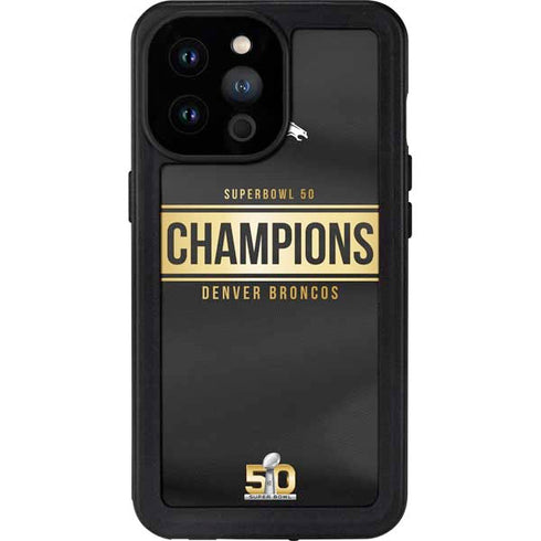 NFL Denver Broncos Super Bowl 50 Champions Black iPhone 14 Pro Max Waterproof Case