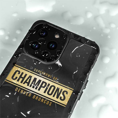 NFL Denver Broncos Super Bowl 50 Champions Black iPhone 14 Pro Max Waterproof Case