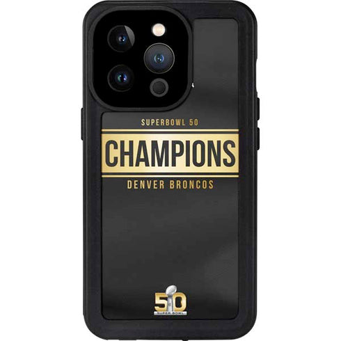 NFL Denver Broncos Super Bowl 50 Champions Black iPhone 14 Pro Waterproof Case