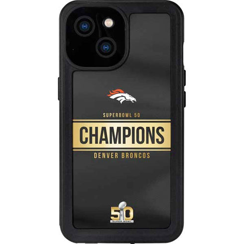 NFL Denver Broncos Super Bowl 50 Champions Black iPhone 15 Waterproof Case