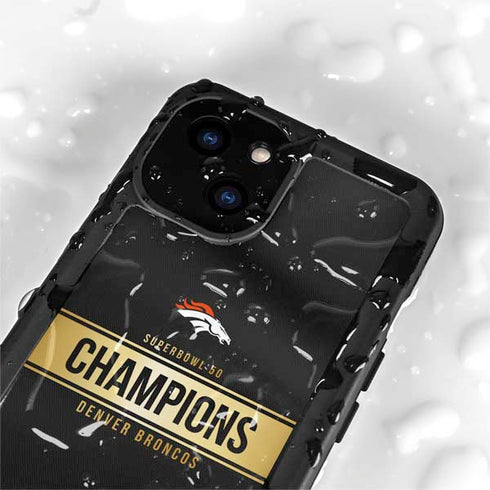 NFL Denver Broncos Super Bowl 50 Champions Black iPhone 15 Waterproof Case