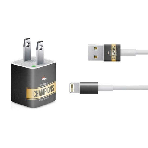 NFL Denver Broncos Super Bowl 50 Champions Black iPhone Charger (5W USB) Skin