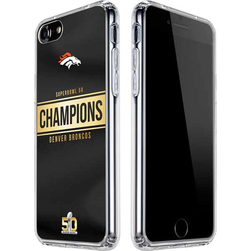 NFL Denver Broncos Super Bowl 50 Champions Black iPhone SE (2nd & 3rd Gen) Clear Case