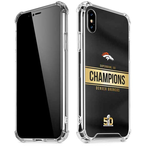 NFL Denver Broncos Super Bowl 50 Champions Black iPhone XS Max Clear Case