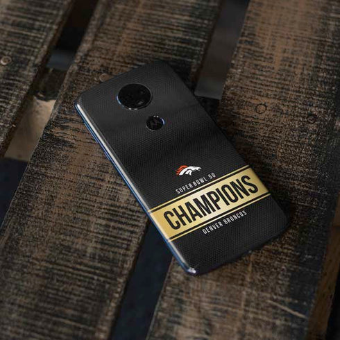 NFL Denver Broncos Super Bowl 50 Champions Black Moto E5 Plus Skin