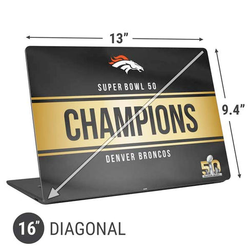 NFL Denver Broncos Super Bowl 50 Champions Black Universal Laptop 16in (13 x 9.4in) Skin