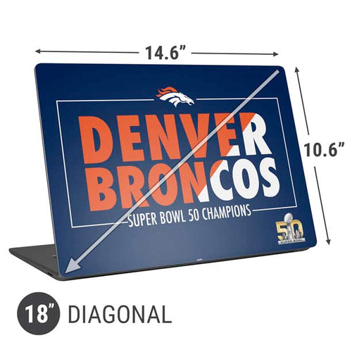 NFL Denver Broncos Super Bowl 50 Champions Bold Universal Laptop 18in (14.6 x 10.6in) Skin