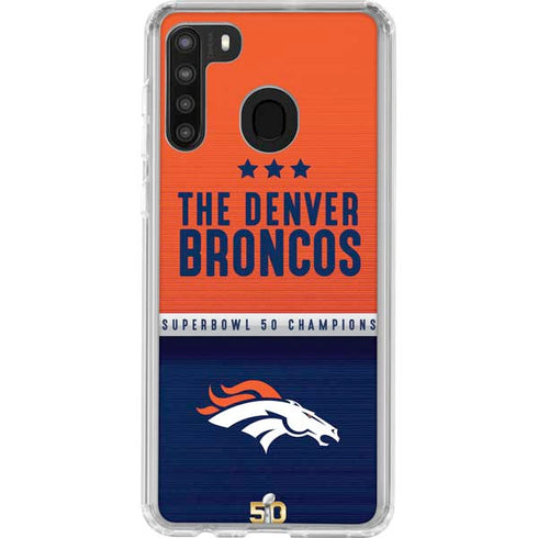 NFL Denver Broncos Super Bowl 50 Champions Galaxy A21 Clear Case
