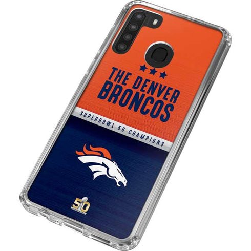 NFL Denver Broncos Super Bowl 50 Champions Galaxy A21 Clear Case