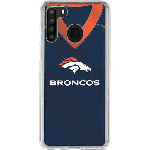 NFL Denver Broncos Team Jersey Galaxy A21 Clear Case