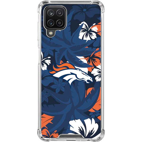 NFL Denver Broncos Tropical Print Galaxy A12 Clear Case