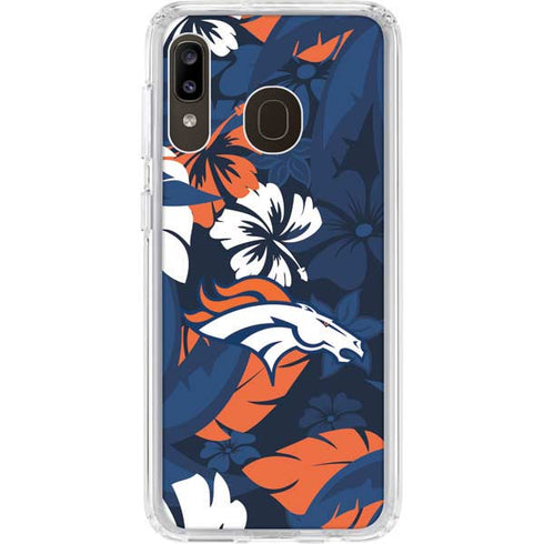 NFL Denver Broncos Tropical Print Galaxy A20 Clear Case