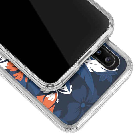 NFL Denver Broncos Tropical Print Galaxy A30 Clear Case