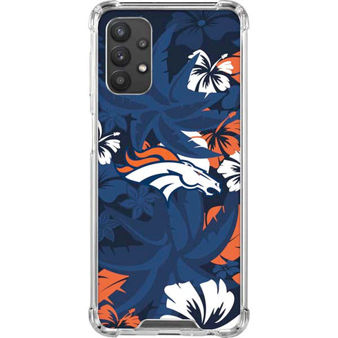 NFL Denver Broncos Tropical Print Galaxy A32 5G Clear Case