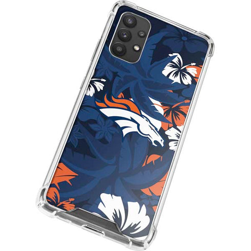 NFL Denver Broncos Tropical Print Galaxy A32 5G Clear Case