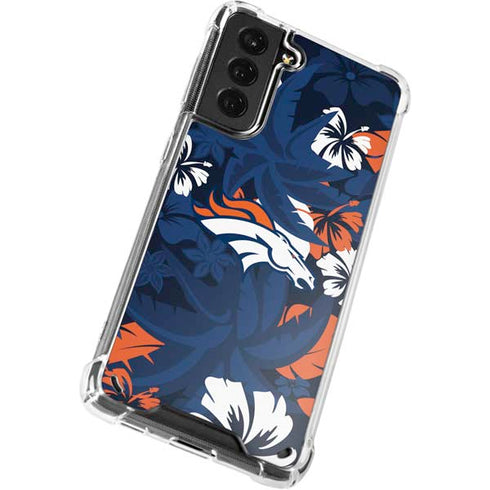NFL Denver Broncos Tropical Print Galaxy S21 Plus 5G Clear Case
