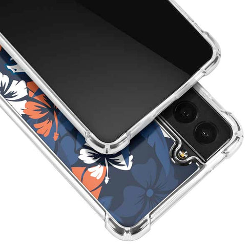 NFL Denver Broncos Tropical Print Galaxy S21 Plus 5G Clear Case