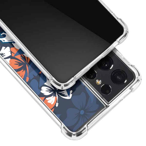 NFL Denver Broncos Tropical Print Galaxy S21 Ultra 5G Clear Case