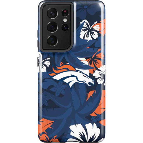 NFL Denver Broncos Tropical Print Galaxy S21 Ultra 5G Pro Case