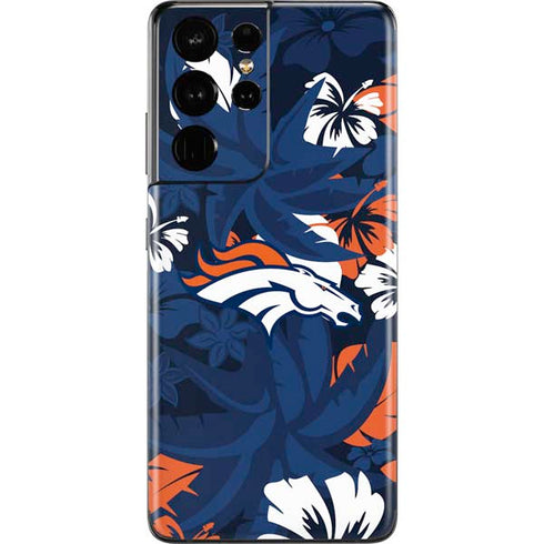 NFL Denver Broncos Tropical Print Galaxy S21 Ultra 5G Skin
