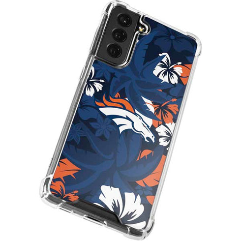 NFL Denver Broncos Tropical Print Galaxy S22 Plus Clear Case
