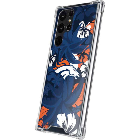 NFL Denver Broncos Tropical Print Galaxy S22 Ultra Clear Case