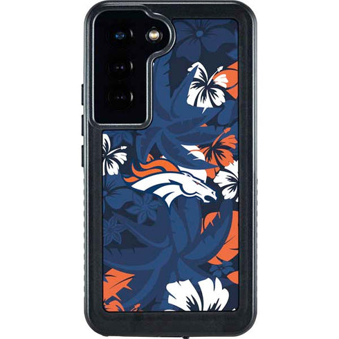 NFL Denver Broncos Tropical Print Galaxy S23 Waterproof Case