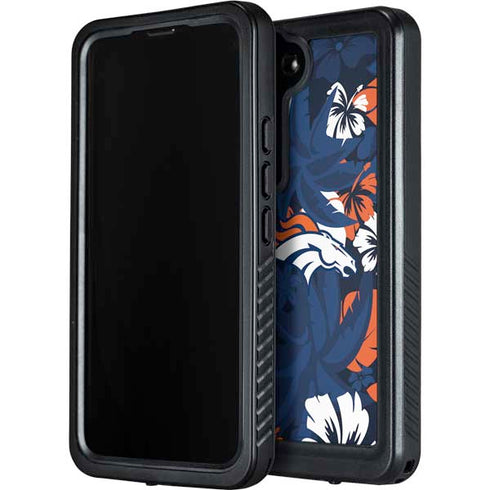 NFL Denver Broncos Tropical Print Galaxy S23 Waterproof Case