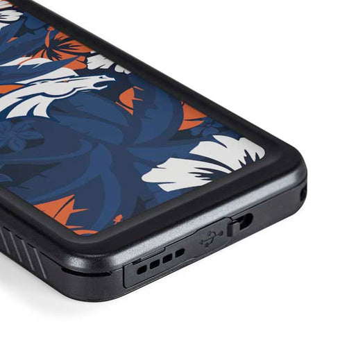 NFL Denver Broncos Tropical Print Galaxy S23 Waterproof Case